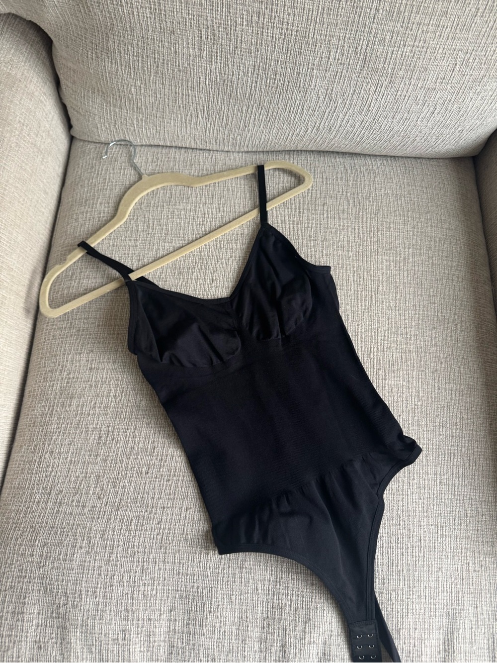 Black Women's Seamless shapewear Bodysuit Thong - Black
